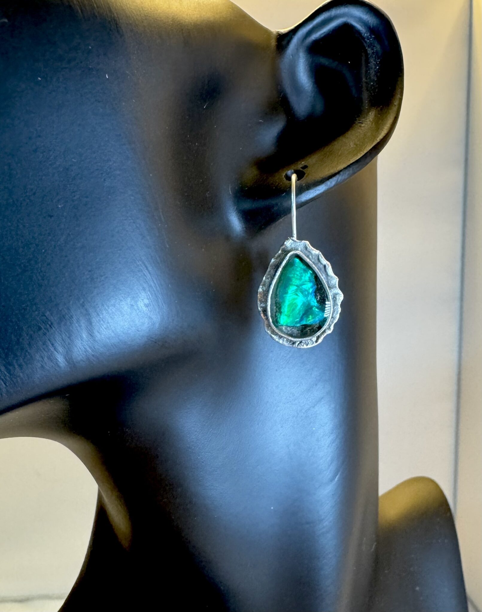 Exklusive versilberte Ohrhänger mit Opal *3